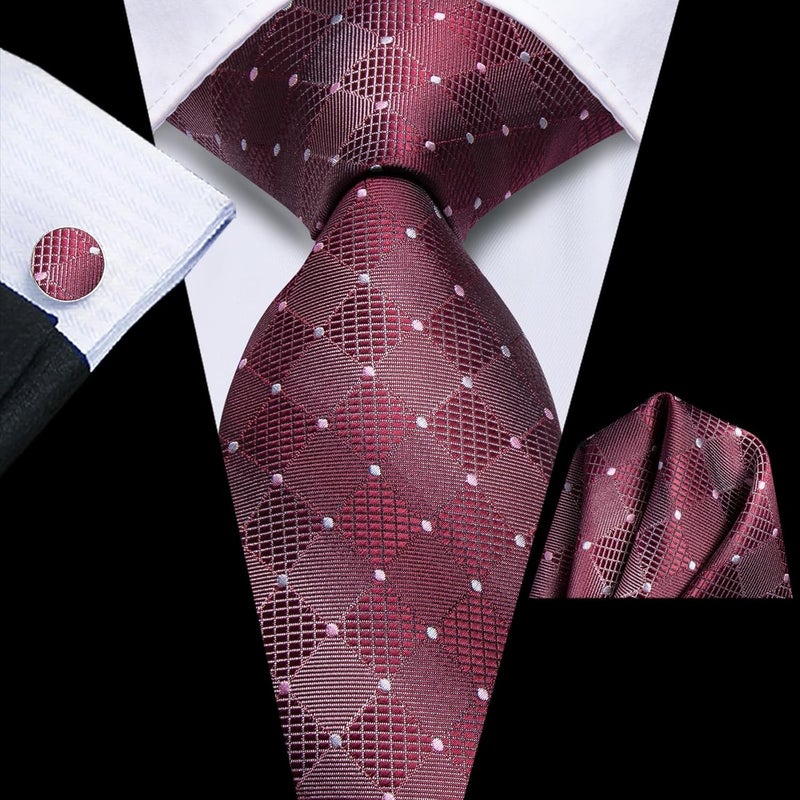 Dubulle Mens Paisley Striped Tie and Handkerchief Cufflinks Tie Set for Men Wedding Business Formal - Image 5
